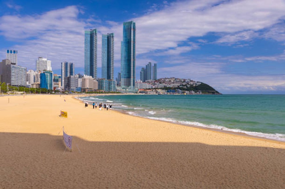 Haeundae Beach in Busan in de zomer