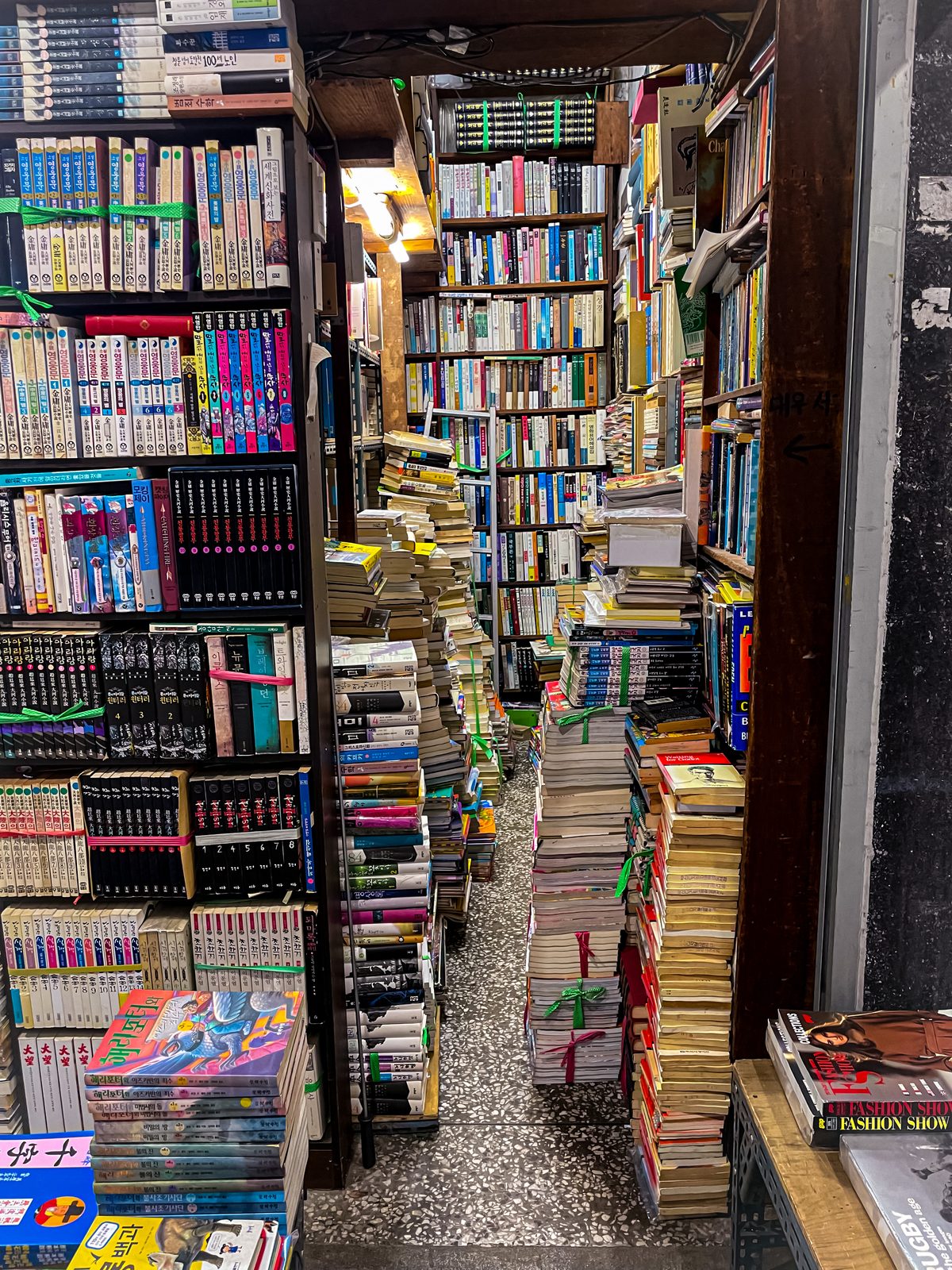 A packed second-hand bookshop in Bosu-dong, Busan