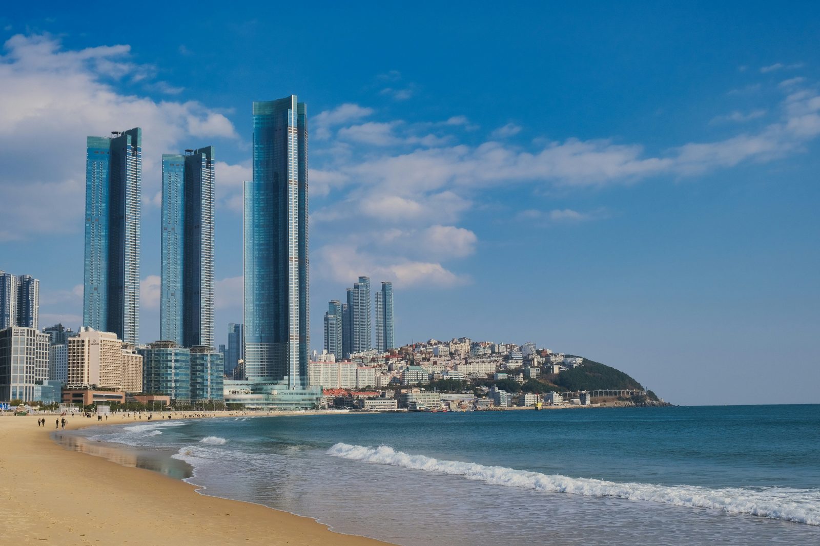 Haeundae skyline aan de kust van Busan