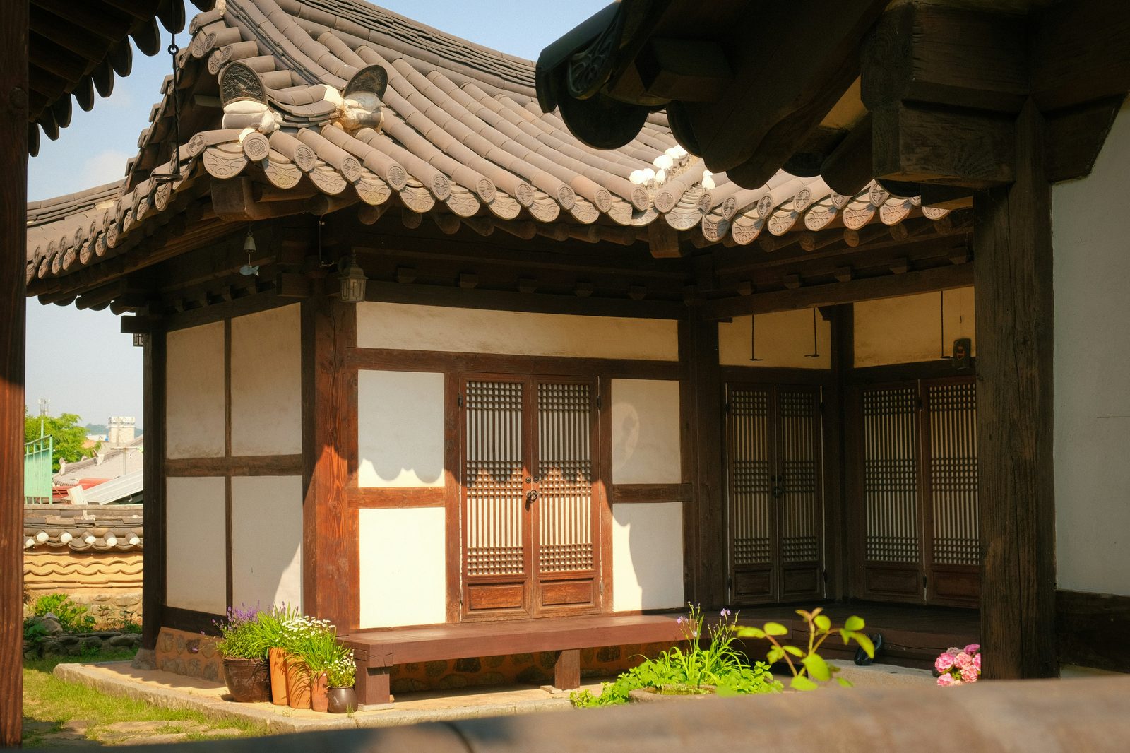 Traditionele hanok-binnenplaats in Zuid-Korea