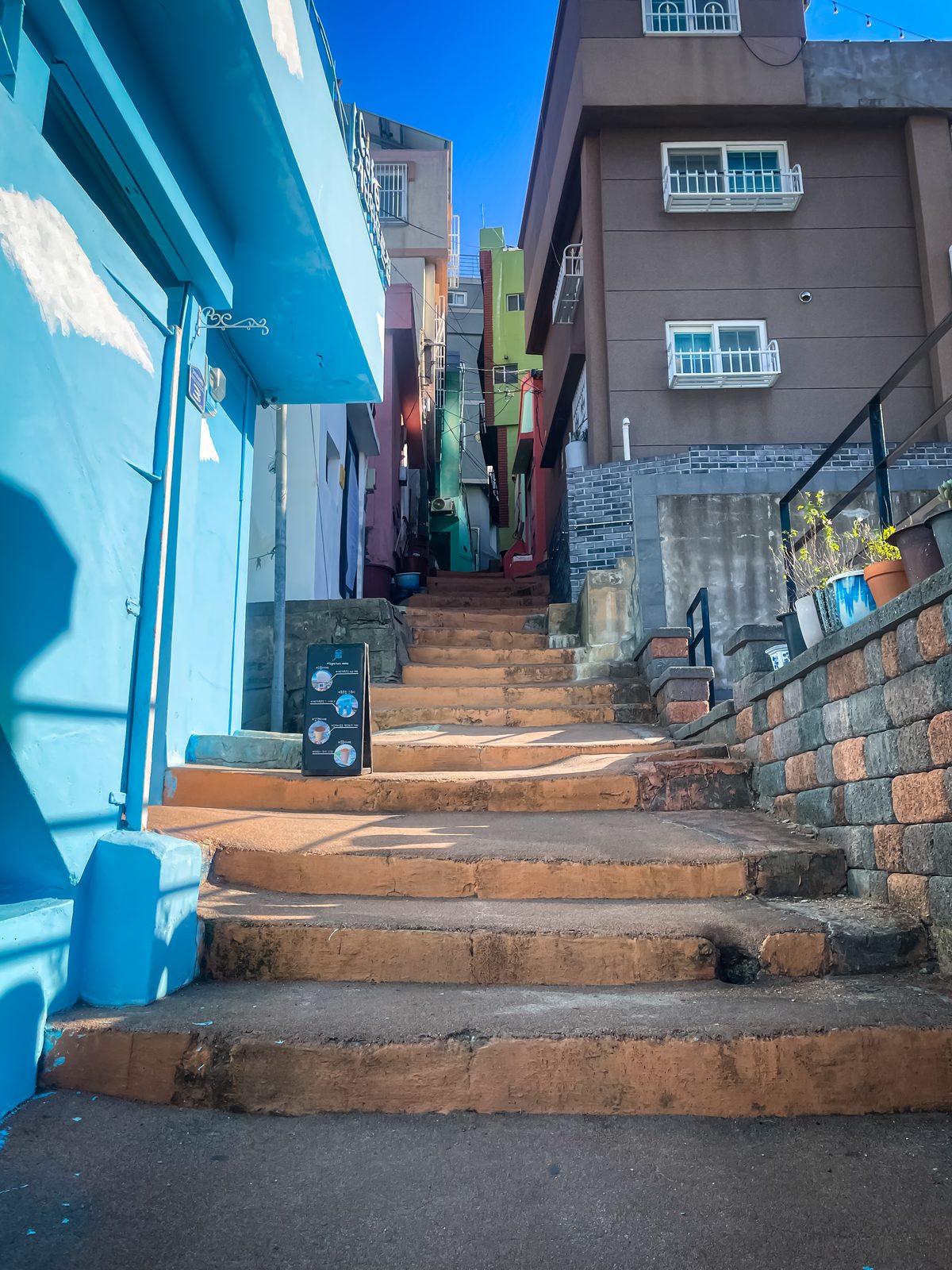 Painted stairs in a Busan hillside neighbourhood